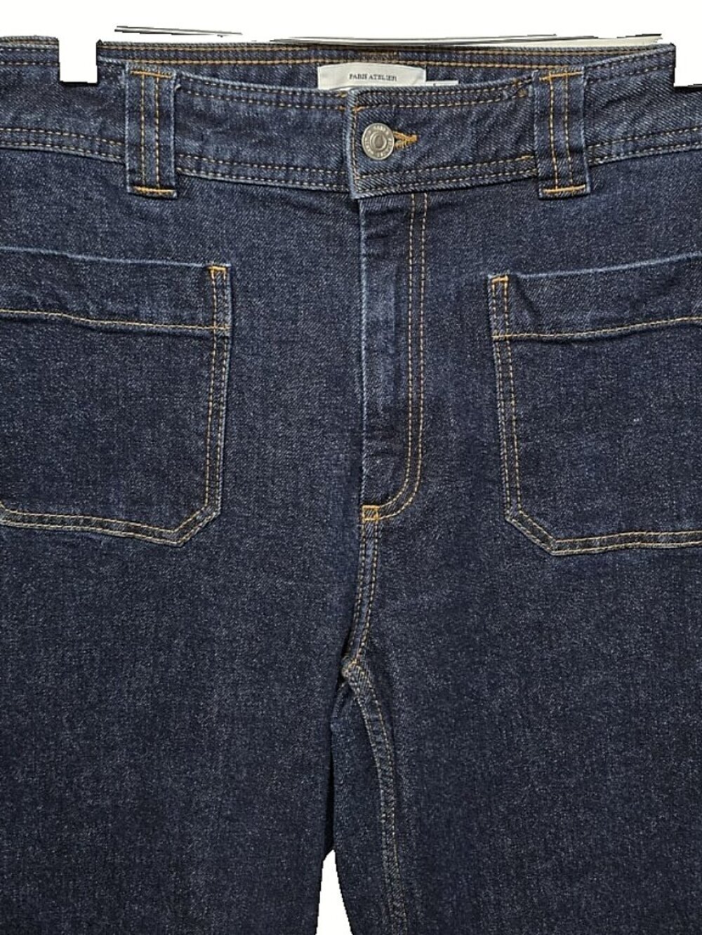 Paris Atelier Other Stories High Rise Wide Leg Cropped Jeans Patch Pocket Denim